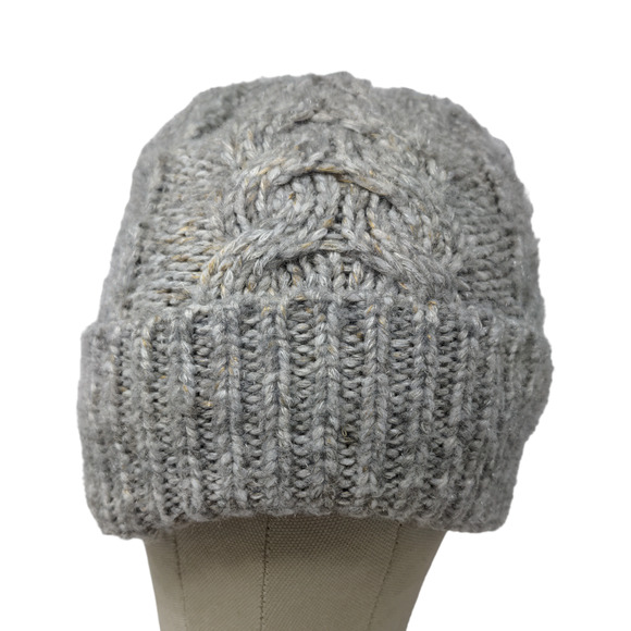 Time & Tru Women's Knit Beanie Hat Gray Tan One Size Fleece Lined - Picture 1 of 10
